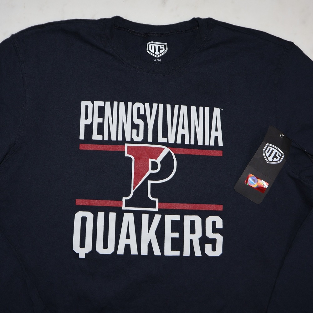 New OTS UPenn Pennsylvania Quakers Mens XL Long Sleeve Tee Shirt Navy Blue NWT